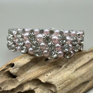 Elegant Pink and Silver Beaded Wrap Bracelet